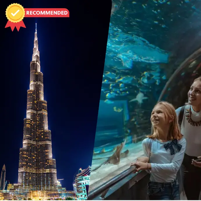 Burj Khalifa At the top 124th + Dubai Aquarium 